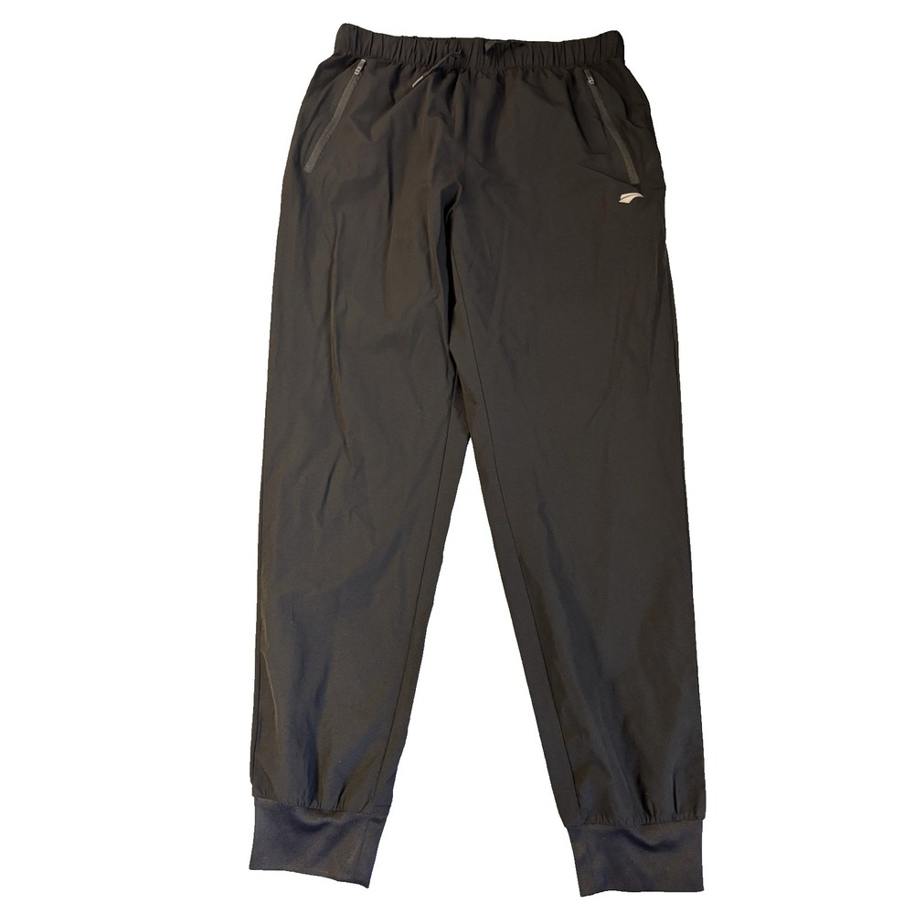EZRUN Men's L Athletic Joggers Black Track Pants Slim Fit Tech Athleisure Sporty
